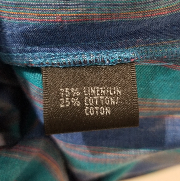 Lafayette 148 Blue Turquoise Stripe Sleeveless Tie Waist Buttonfront Top 12 NWT - Picture 8 of 14